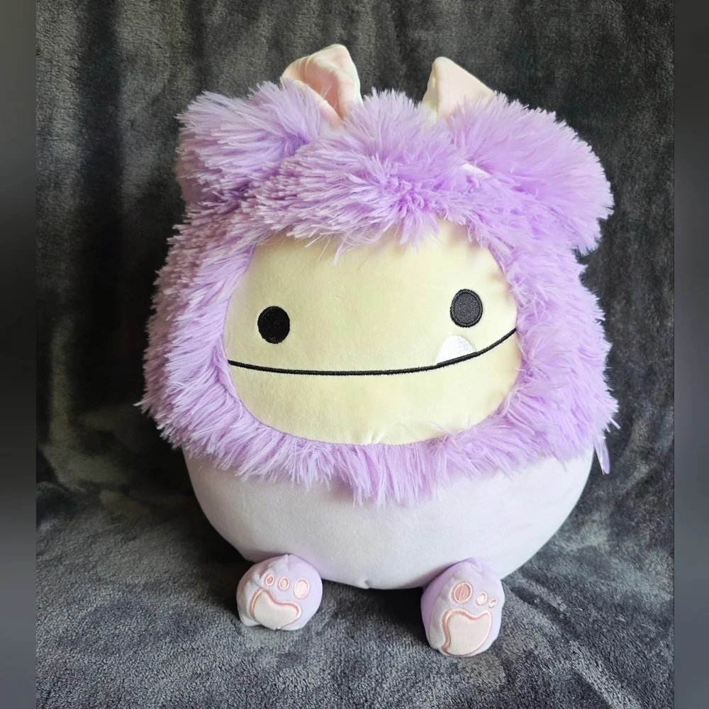 New Squishmallows 12' Dilka Purple lavende Bigfoot with Bunny Headband Plush toy